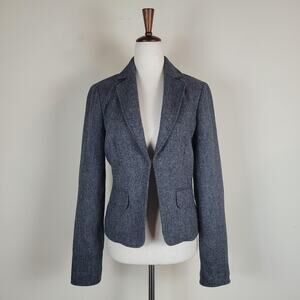 J.Crew Blazer Jacket 2 Gray Wool Herringbone Slim Work Preppy Academia 96698